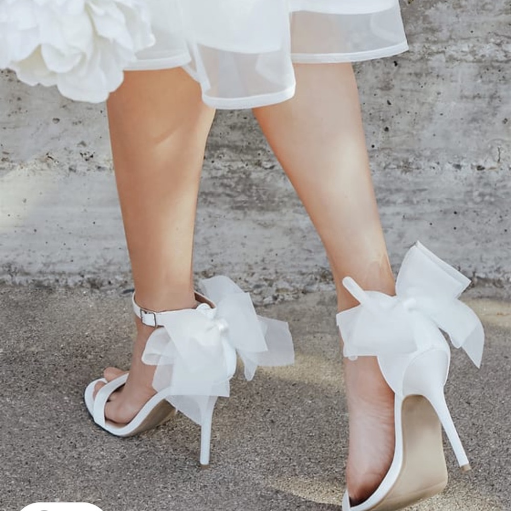 Lulus Ayanna Ivory Satin Bow Ankle Strap High Heel Sandals